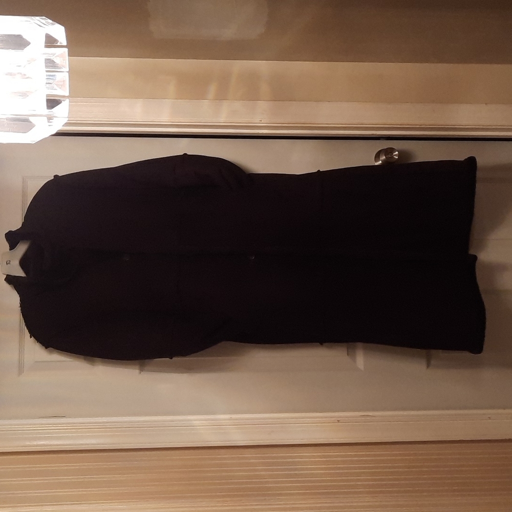Women long lenght black Suede coat..size M